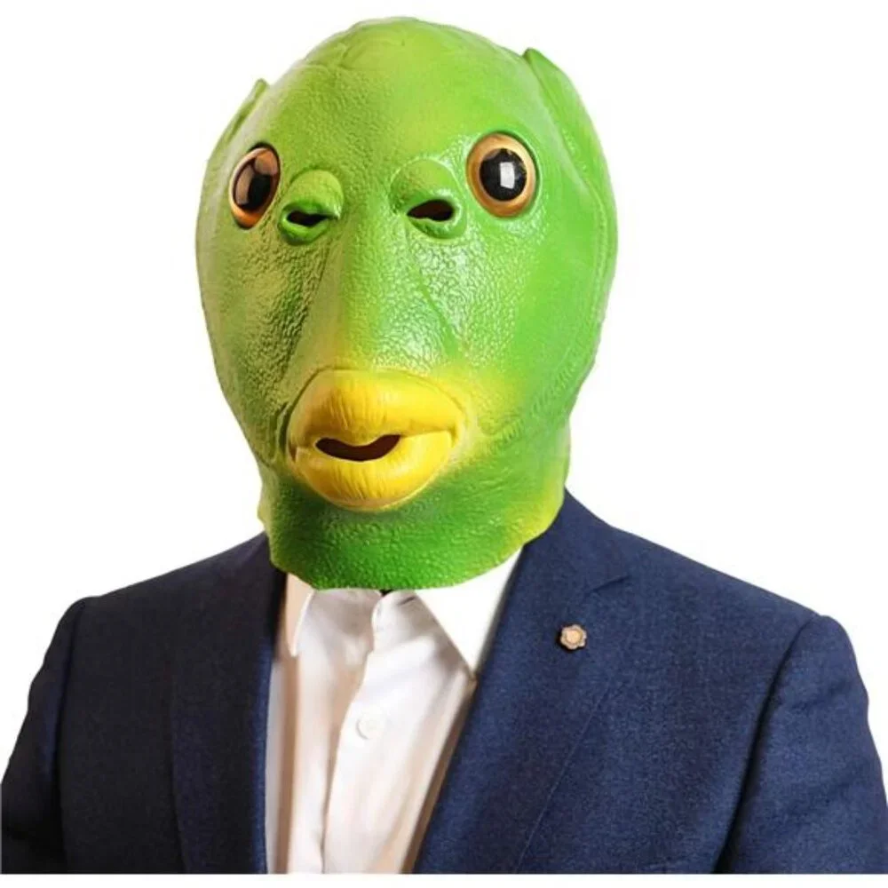 Green Fish Mask Funny Latex Full Head Realistic Mask Fancy Dress for Halloween